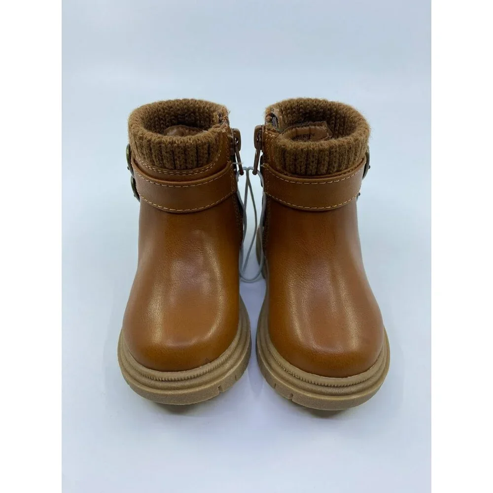 New Sugar Toddler Girls Lil Natalie Zipper Closure Boots - Carmel - Size 5
